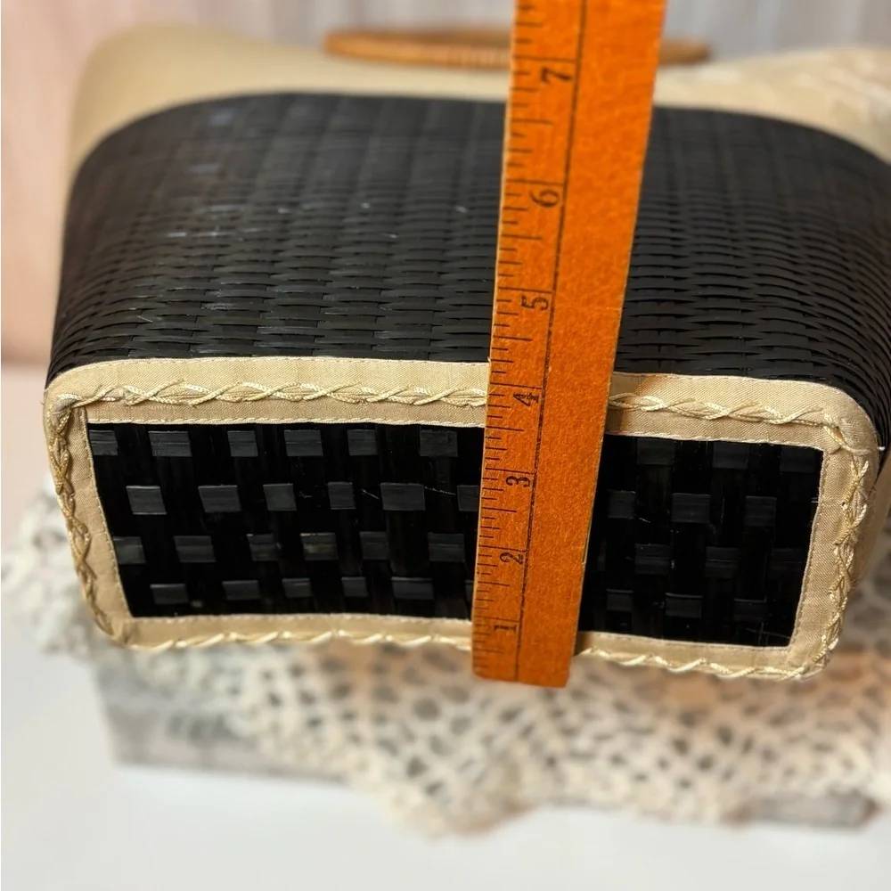 Mad Bags Black and Tan Canvas and Woven Tote Bag - Picture 7 of 12